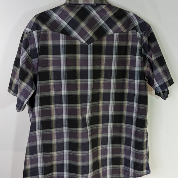 Pearl Snap Western Style Shirts XXL Plaid Lot 2 Pair Black White Gray Silver - Picture 6 of 16